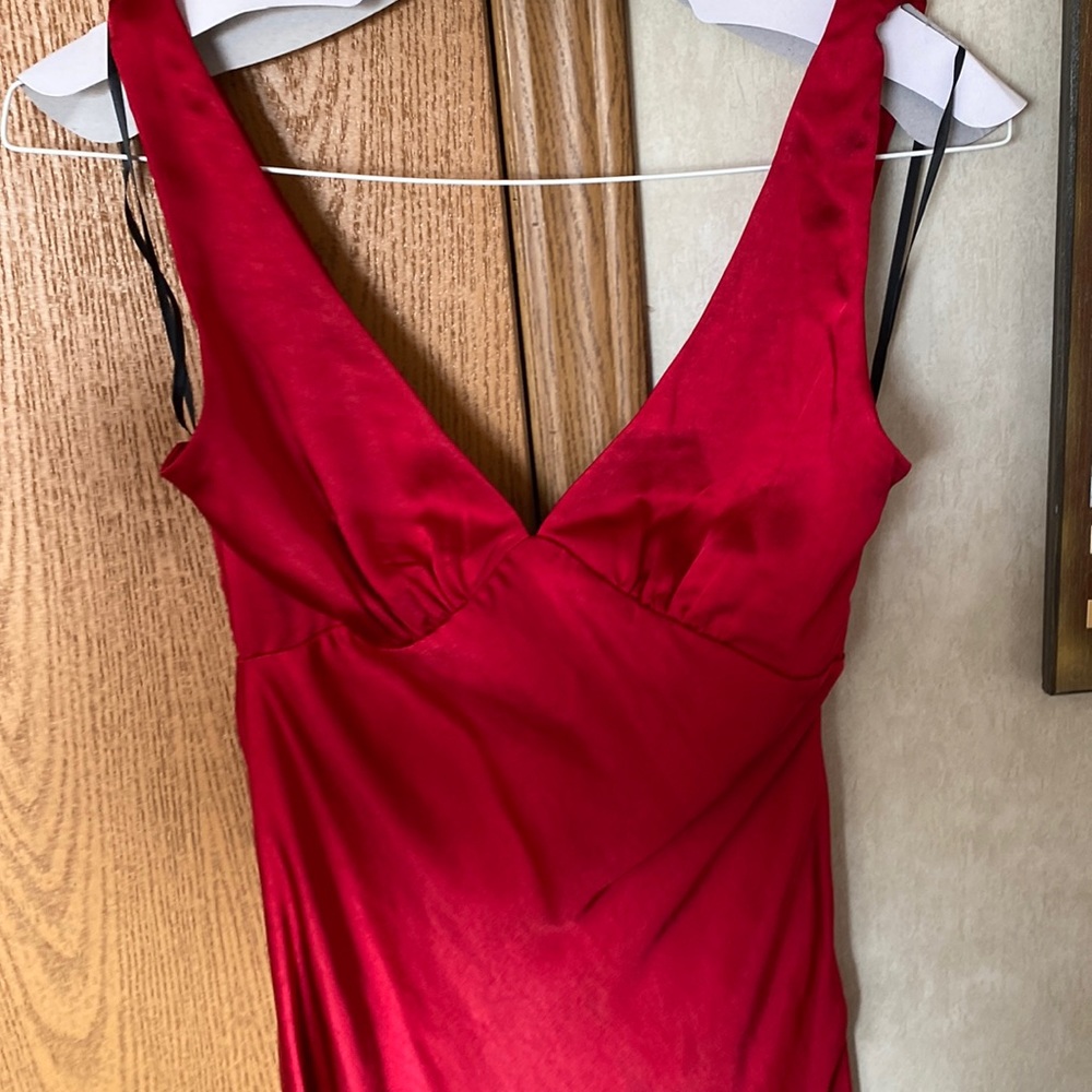 Hello Molly Red Silk MIDI Dress
